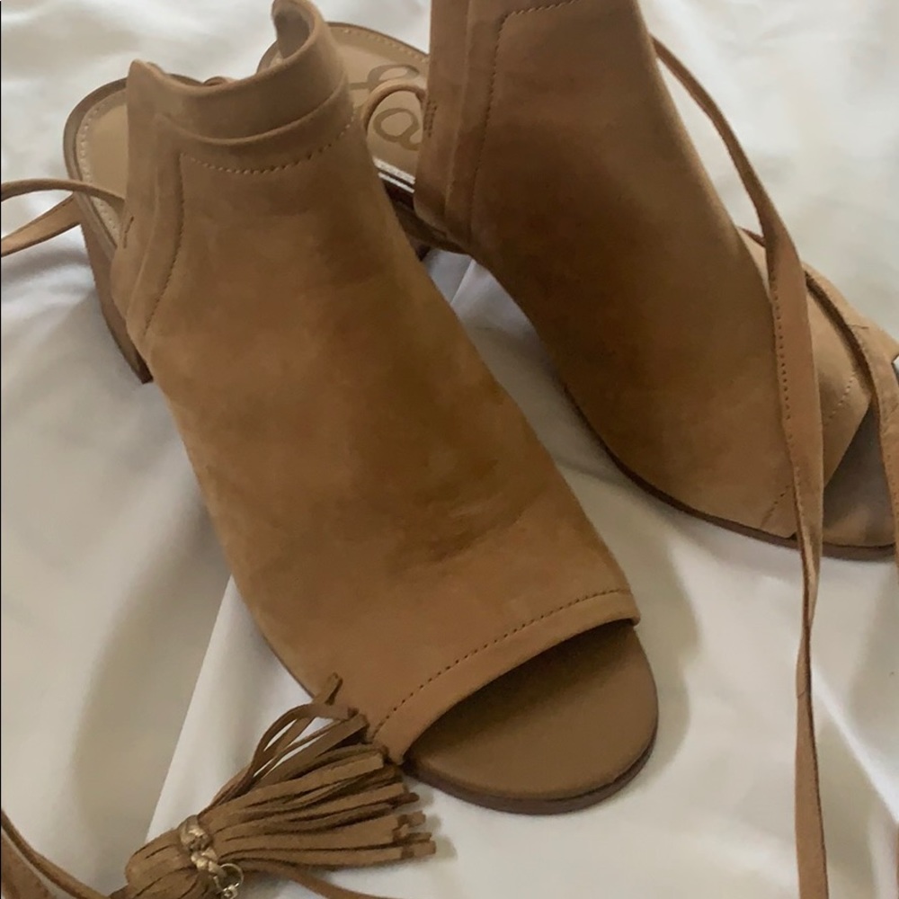 Suede open toe bootie